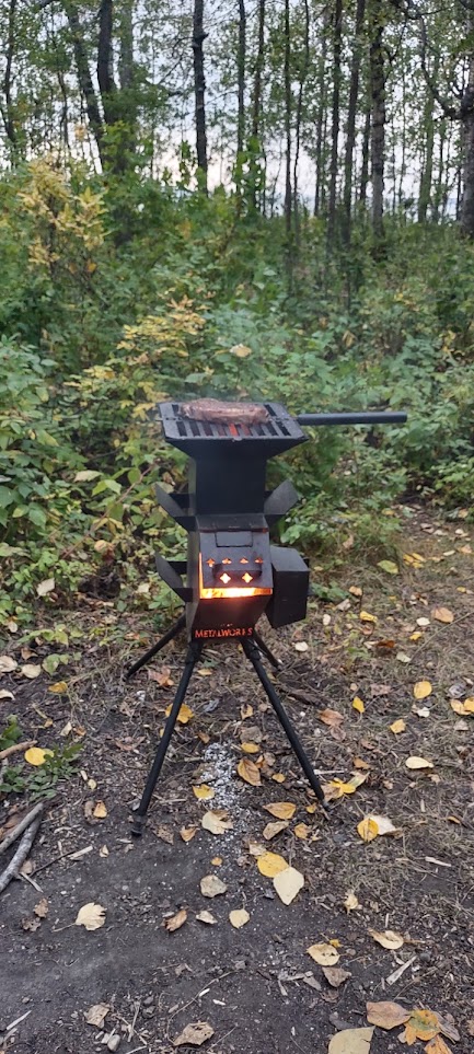 version 4 rocket stove in the bush